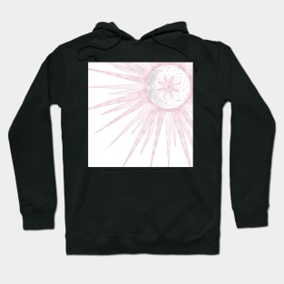 Elegant Pink Sun Moon Doodle Mandala White Design Hoodie